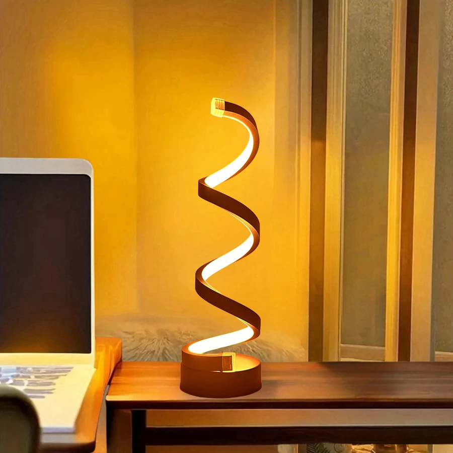 Modern LED Table Light com USB Ajustável Brilho, Luz Branca Quente, SpirDesign, Adequado para Quarto, Sala de estar, desligado