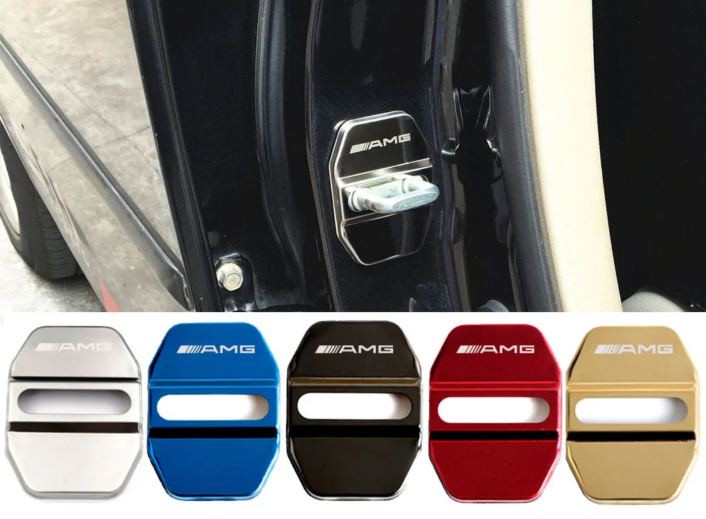 4 Pcs/Set Mercedes Benz Sticker Door Lock Cover Buckle Cover for Lock Box AFFALTERBACH AMG Lock Protection Cover for A/B/C/E/S