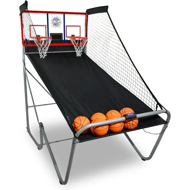 NEW.Indoor/Outdoor Dual Shot  Arcade Basketball Fun, Inside or Out Sensor Scoring 16 Game Modes 7 Balls Foldable Storage