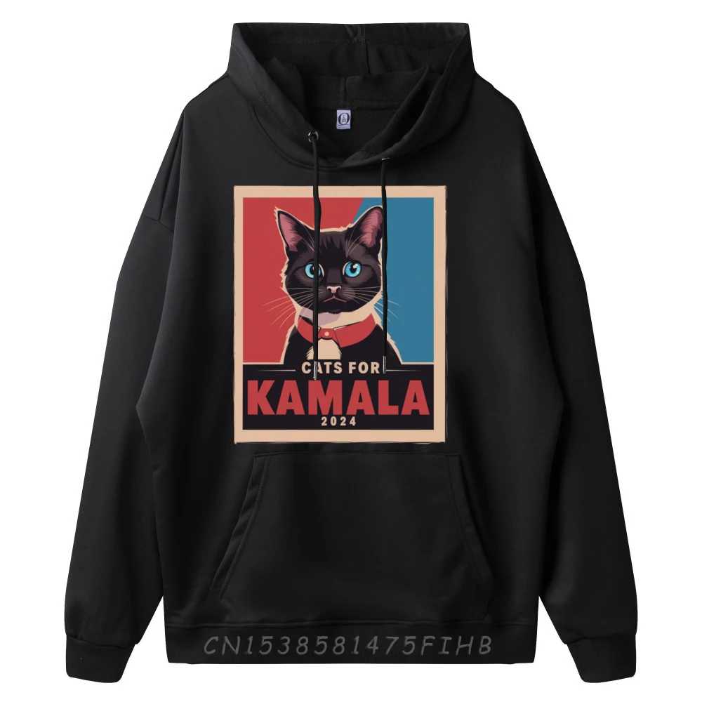 Funny Political Cats for Kamala Streetwear Men Casual Everyday Men's Clothing Men Christmas Sweater Long Sleeve