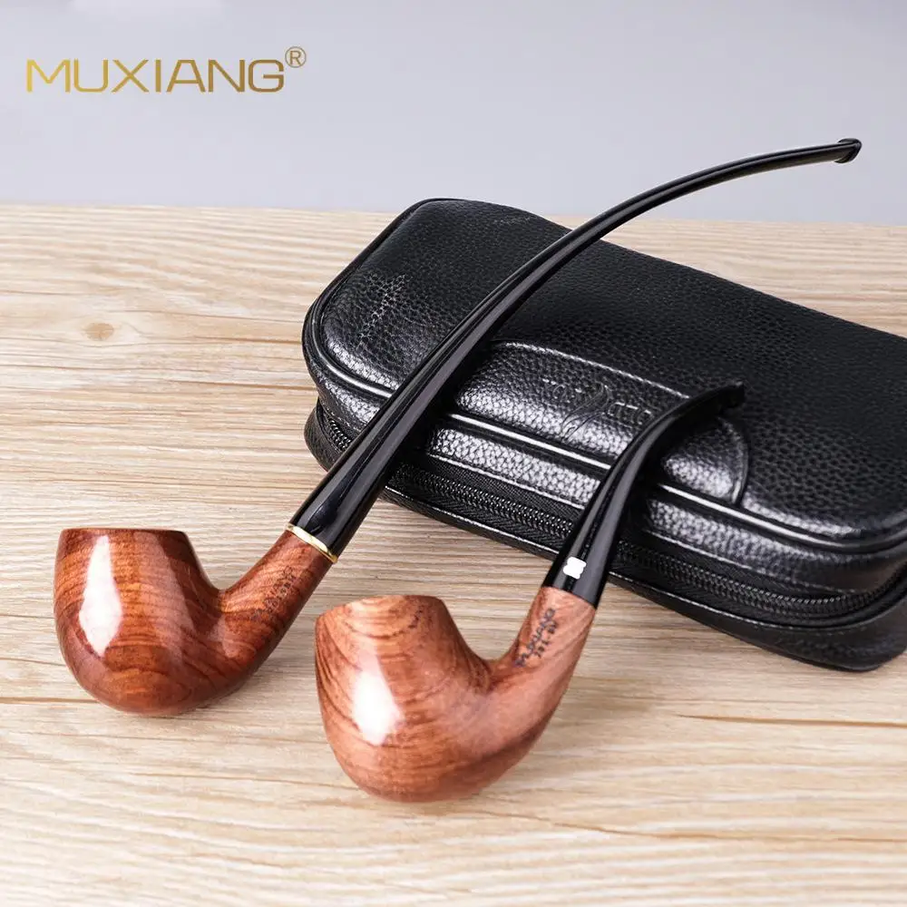 Solid wood Tobacco pipe Handmade Classic bent wooden Smoking Pipe One pipe with two mouth，Tobacco accessories