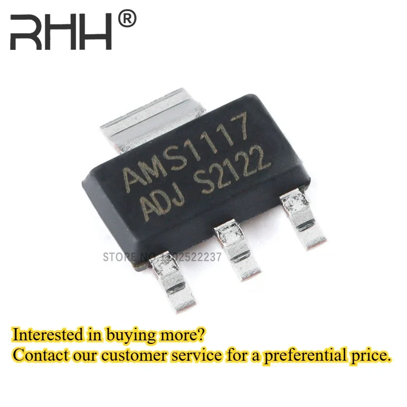 20PCS AMS1117-1.2 1.8 2.5 3.3 5.0V ADJ SOT-223 120Hz Power Management ICS Voltage Regulators Linear LOW DROP OUT LDO Regulators
