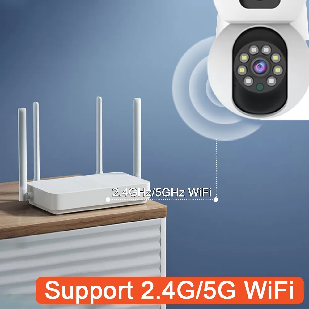 Tuya Dual-Lens Dual-Screen Security Camera 4K 8MP 5G WiFi Indoor PTZ Cam with AI Auto Tracking Color Night Vision Surveillance