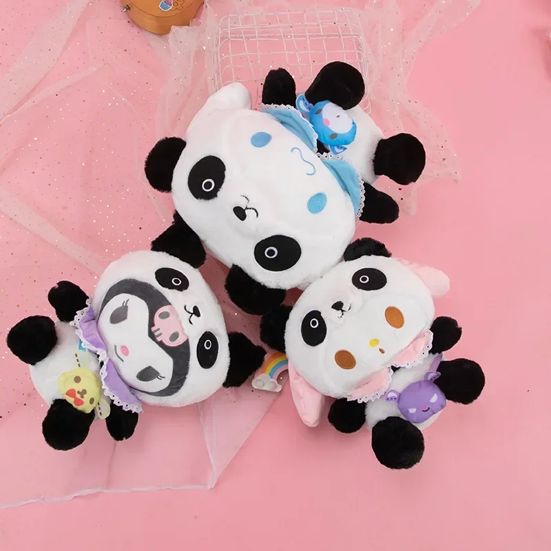 

Sanrio Kawaii 35/60cm Transforms Into A Panda Kuromi Doll Pillow Cute Melody Cinnamoroll Plush Toy Children's Cloth Doll Gift