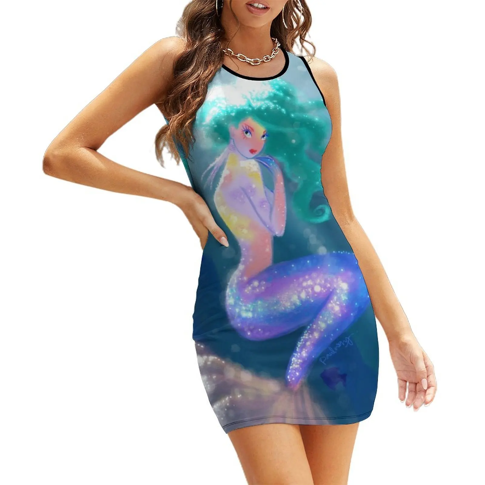 

Tropical Mermaid Sleeveless Sundress Female dress dresses for womens 2025 evening dress woman