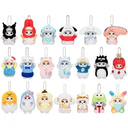 Kawaii Sanrio Plush Keychain Pendant Cartoon Mofusand Shark Cat Cross-Dressing Hello Kitty Kuromi doll stuff Backpack Decor Toys