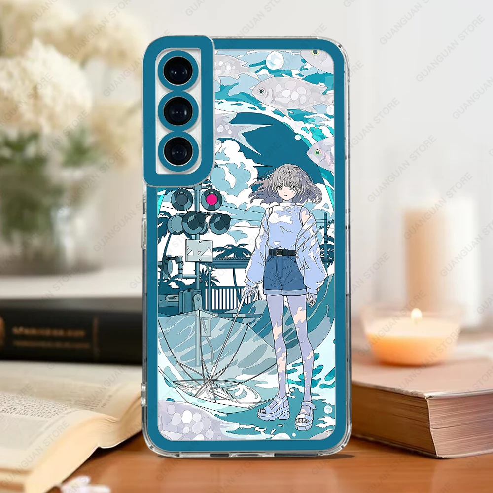 Phone Case For Samsung Galaxy S20 S21 S22 S23 S24 FE Plus Ultra A54 A53 A52 A34 5G TPU Soft Cover Anime Sky Girl