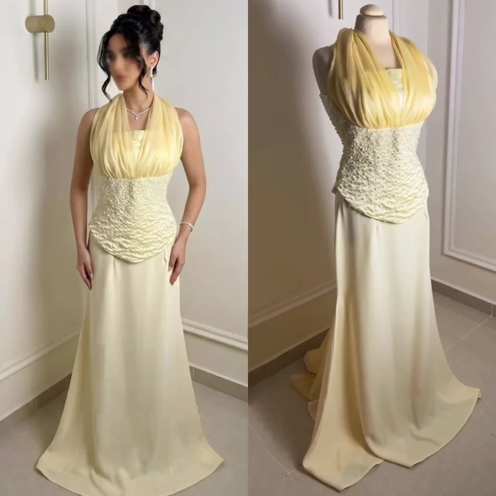 

Customized Elegant Formal Evening Dress With Beading Halter Trumpet Long Dresses Bespoke Occasion Grace Party Wedding