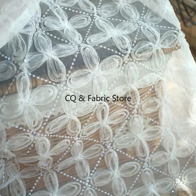 ثلاثي الأبعاد زهرة بيضاء مطرزة أقمشة الدانتيل DIY بها بنفسك الملابس فستان الزفاف الديكور الخياطة الملحقات #4