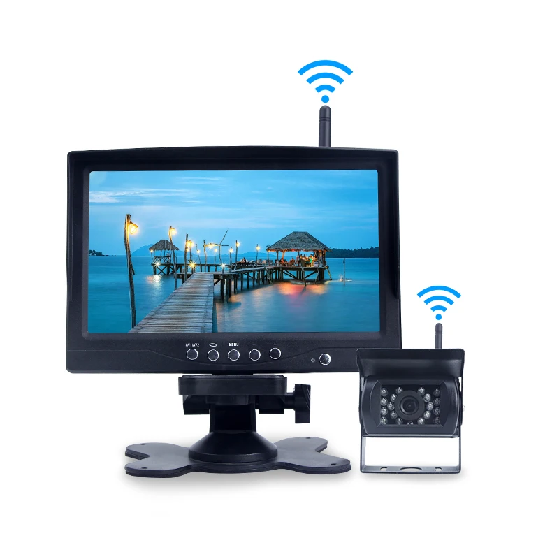 

2.4G Digital Wireless Backup Camera System with 7" HD Rearview Monitor Waterproof Rear View Camera for Trucks