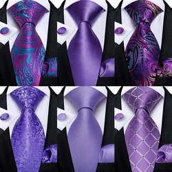 Colore viola Mens Cravatte Hanky Gemelli Set di Nozze Per Gli Uomini di Affari Formale Cravatta Set Per Gli Uomini Dropshipping DiBanGu
