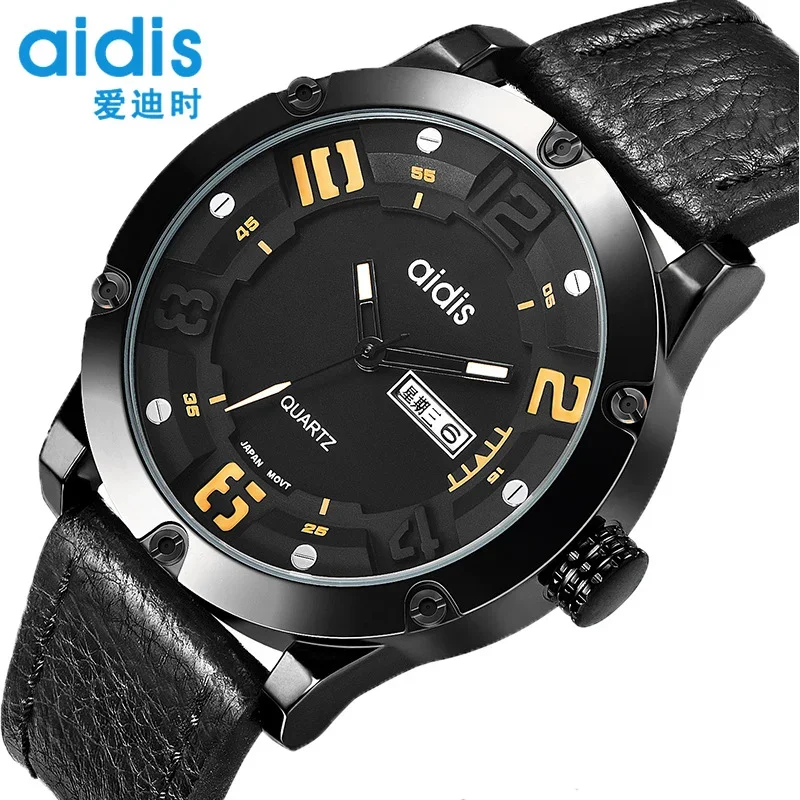 

Addies Men's Quartz Watches Casual Date Display Classic Fashion Man's Leather Wristwatch Masculino Pilot Watch Men Luxury