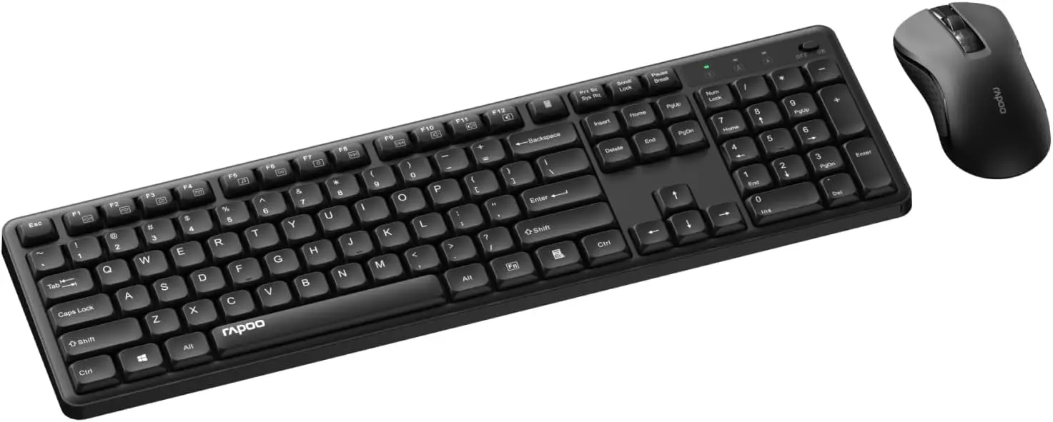 

2.4GHz Wireless Keyboard and Mouse Combo, Quiet & Spill-Proof, 12 Multimedia Keys, Full-Sized for PC/Laptop, Black