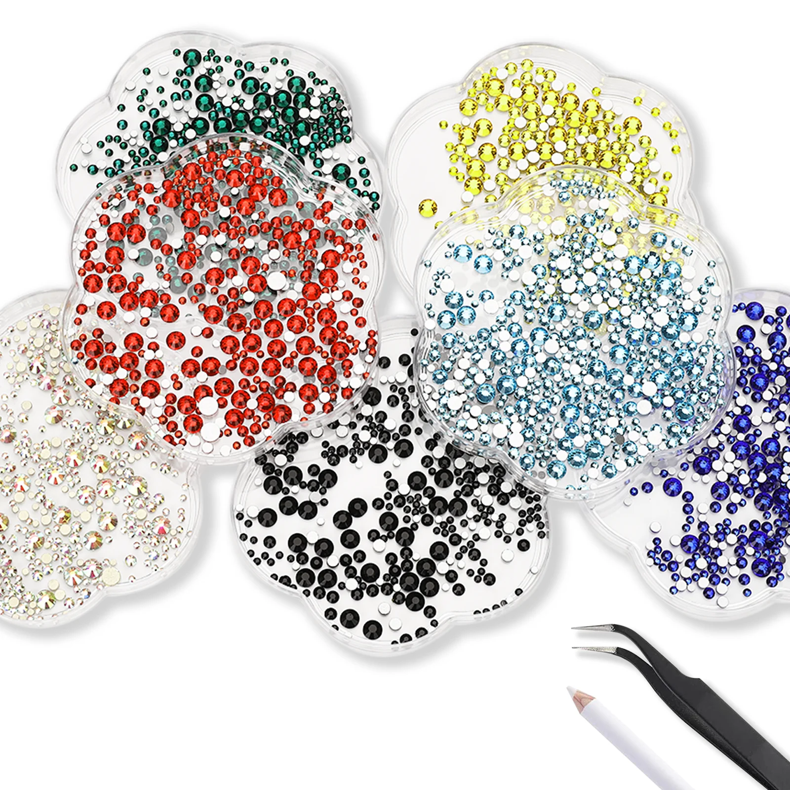 2000PCS nail rhinestones, flat back rhinestones, white nail rhinestones used for makeup, clothing and shoe decoration
