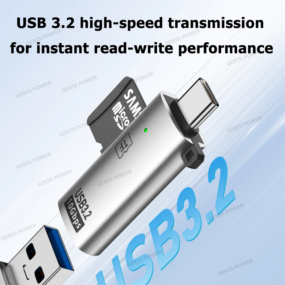 2-in-1 Type C USB3.2  Card Reader Adapter USB C to TF Memory Card Reader for iPhone for MacBook Tablet  PC Laptop Accessories