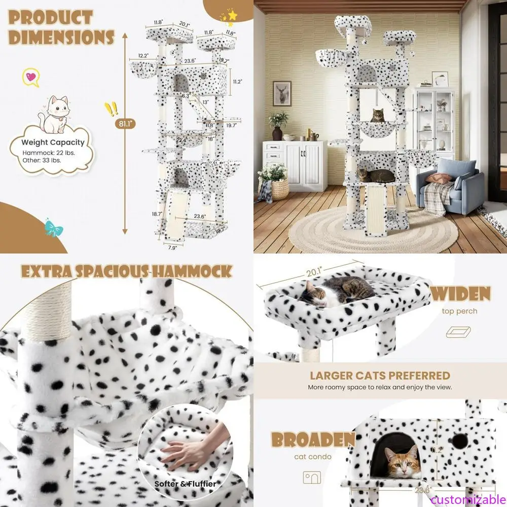 برج شجرة القطط طويل القامة متعدد المستويات للاستخدام الداخلي مع أرجوحة وجثم مريحة للقطط الكبيرة #1