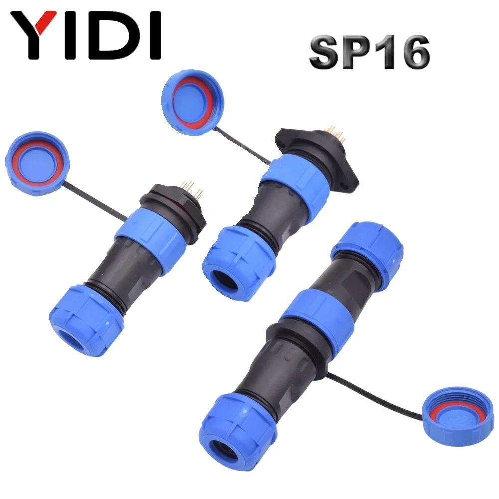 SP16 Male Female 2 3 4 6 7 9 Pin Welding Air Quick Waterproof  IP68 Connector Nut/Flange/Docking Aviation Plug Socket Connector