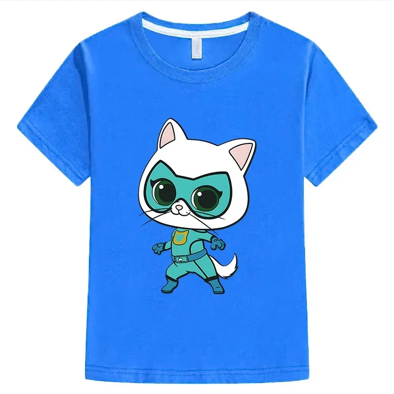 SuperKitties Children T-Shirt Short Tops Cartoon Anime T-shirt boys girls clothes y2k Summer O-Neck Children clothing one piece