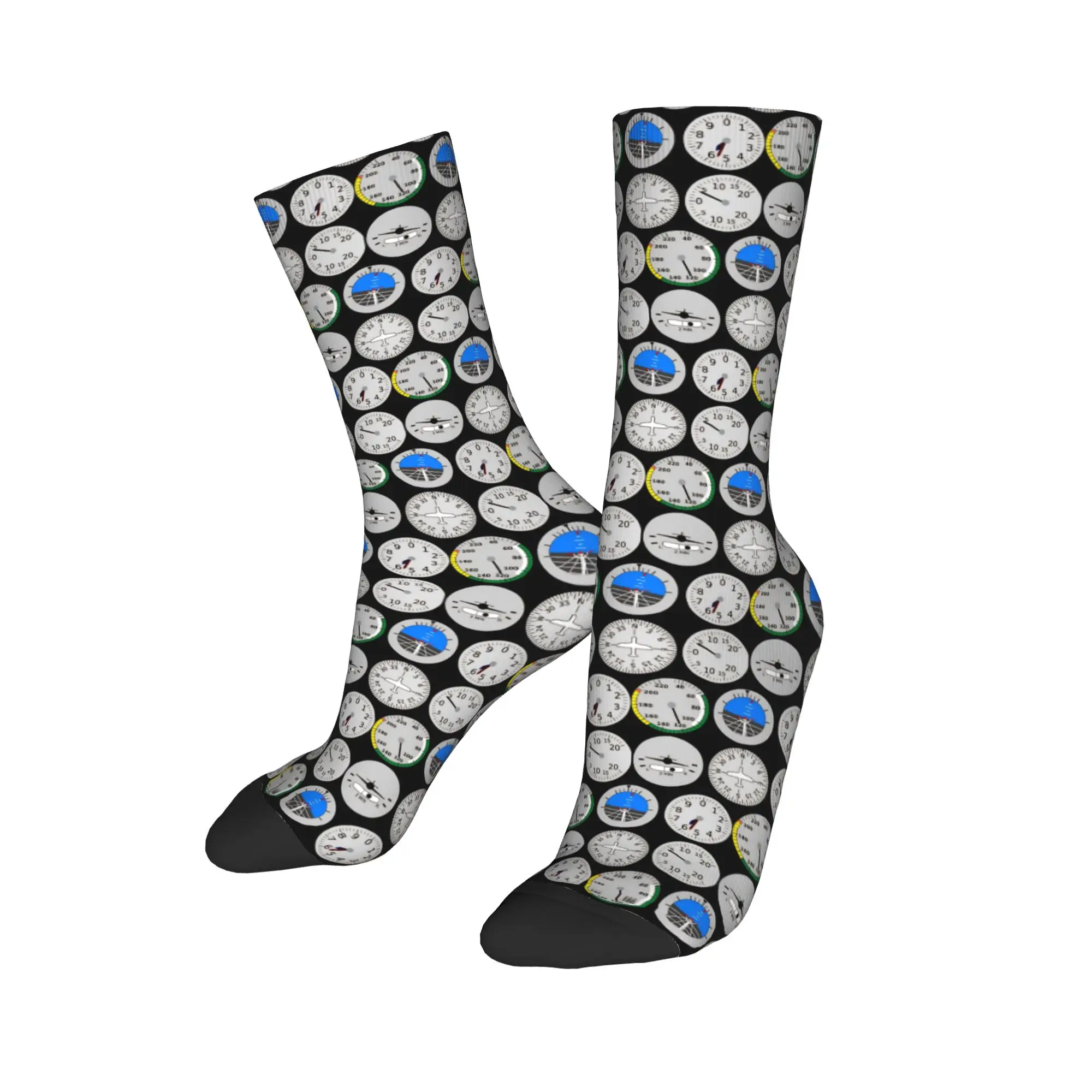 Fashion Male Men Socks Novelty Light Aircraft Dashboard Sock Polyester  High Quality Women's Socks Spring Summer Autumn Winter