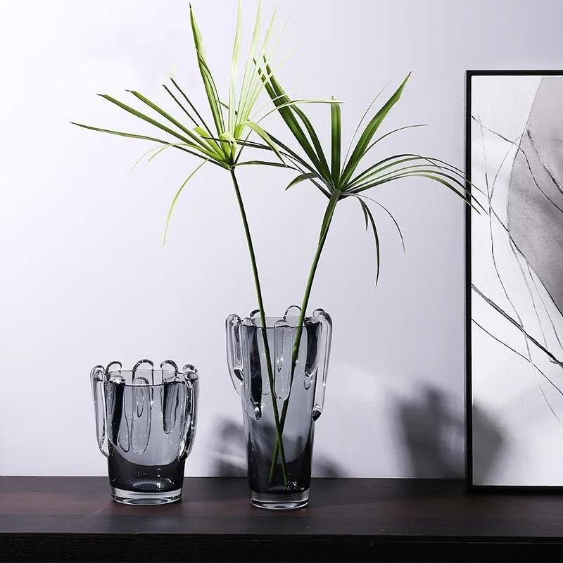 DF Art Master Series Desen Glazed Art Vase Ornament Modern Creative Striped Glass Vase Model Ro