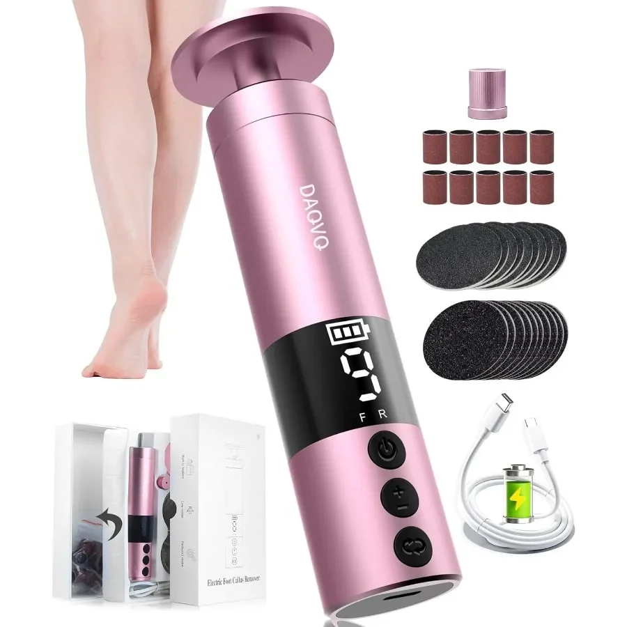 

2 in 1 Electric Foot Callus Remover USB Rechargeable Electric Foot File Grinder with 80 120 Grit Sandpaper Discs and Digital Di
