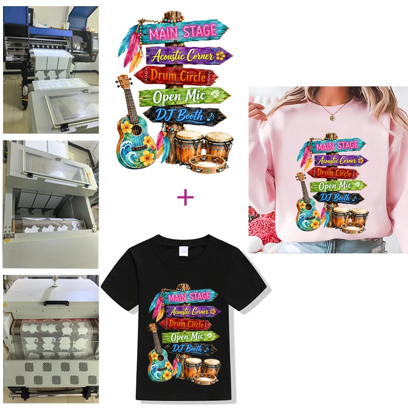 Tropical directional beach surfboard Rough-style Visual heat stickers iron on for clothes High quality adhesive backing Craft