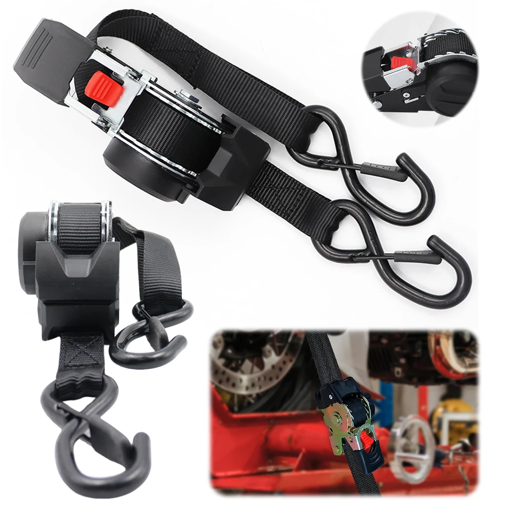 

Heavy Duty Tie Down with Safety S Hooks Ratchet Tie Down Strap Retractable Belts for Moving Motorcycle Boat Kayak and Cargo