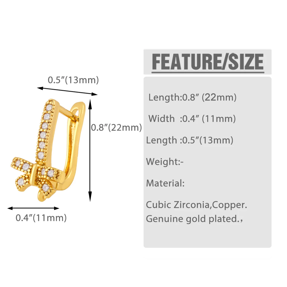 OCESRIO Boho Copper Gold Plated Bow-knet Zircon Hooks for Earring White Stone Crystal Handmade Jewelry Making Supplies erha090