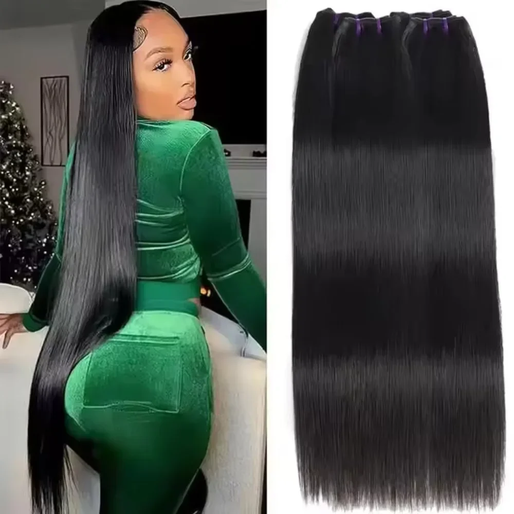 

10A Brazilian Remy Hair Bundles, Straight Human Hair Weave Extensions, 14-30 Inches Transparent Lace