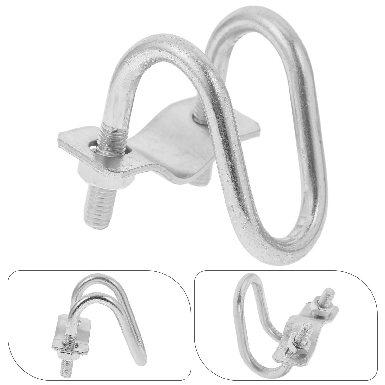 6Pcs Fence Fixator Greenhouse Pipe Clamp Cold Galvanized Steel U Bolt Connector Tube Clip for Farm Awning Rail Scaffolding Frame