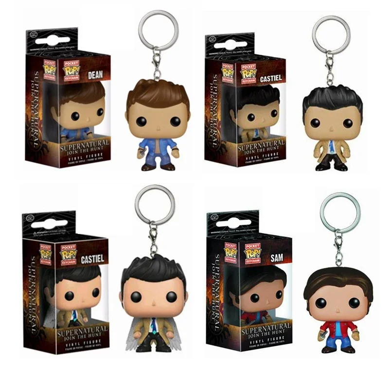 FUNKO-Llavero Supernatural de Castiel con Wing Sam, juguete de colección de figuras de vinilo, llavero Pop de bolsillo, juguetes POP