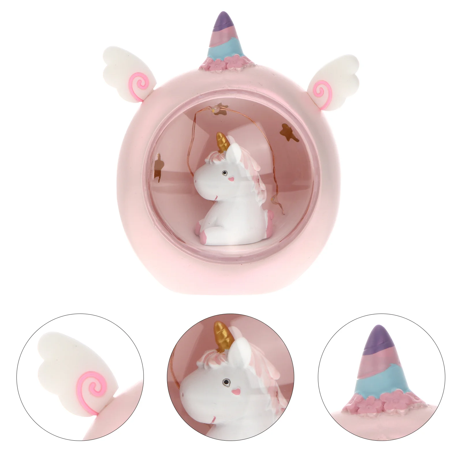 Lampu Malam Unicorn Lampu Meja Mini Lucu Lampu Meja Kreatif Resin Merah Muda Dekorasi Indah untuk Hadiah Kamar Anak-anak