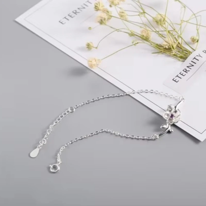 Personality New Art 925 Sterling Silver Jewelry Female cherry blossom tree branches High-quality Popular Bracelet