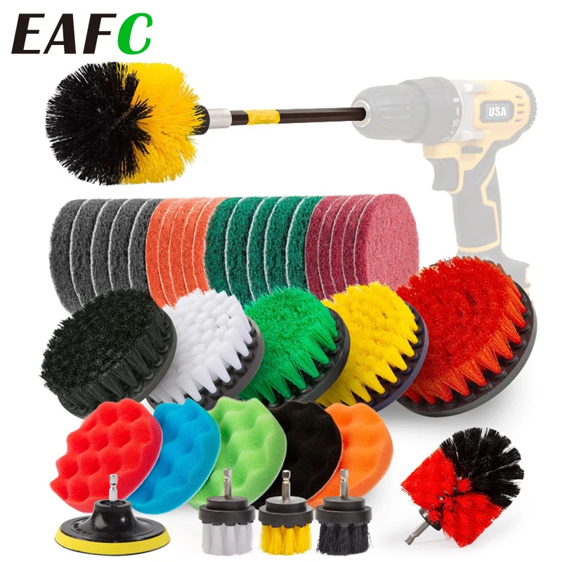 EAFC 37/22/5 Pieces Car Electric Cleaning Brush Drill Brush Set for Car Polisher Tires and Kitchen Bathroom Cleaning Accessories