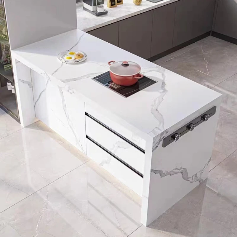 

Marble side cabinet, bar table, household mid-island table, integrated open island cabinet, separate bar partition