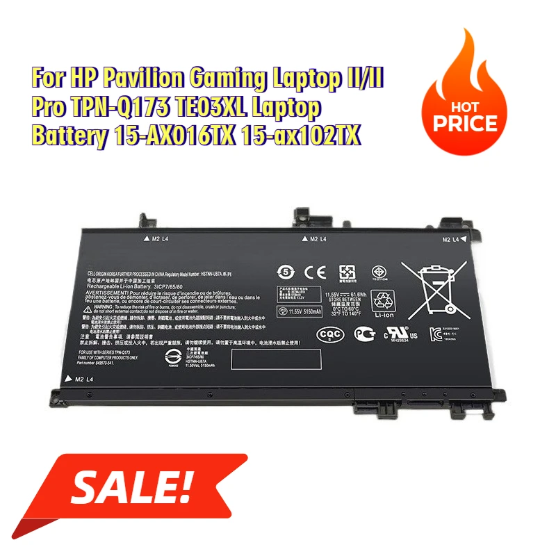 

For HP Pavilion Gaming Laptop II/II Pro TPN-Q173 TE03XL Laptop Battery 15-AX016TX 15-ax102TX