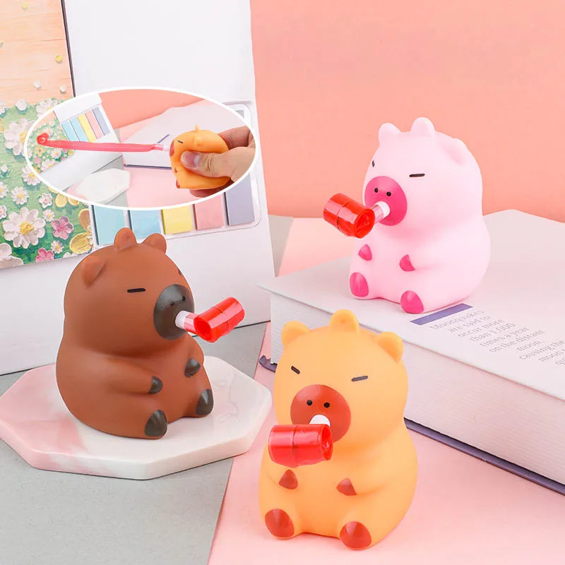 Divertido juguete para apretar Capybara, juguete sensorial creativo con lengua adhesiva para niños, sonido de descompresión, rizo, lengua, Fidget