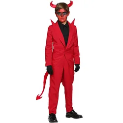 Umorden Bambini Bambini Corno Rosso Demone Diavolo Costume Cosplay per Ragazzi Ragazze Bambino 2-3T 4-10T Halloween Purim Fantasia Vestiti
