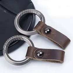 Titanium Alloy Key Rings Super Lightweight Cowhide Keychains Buckle Pendant Man Car Keychain Male Gift EDC Outdoor Small Tool