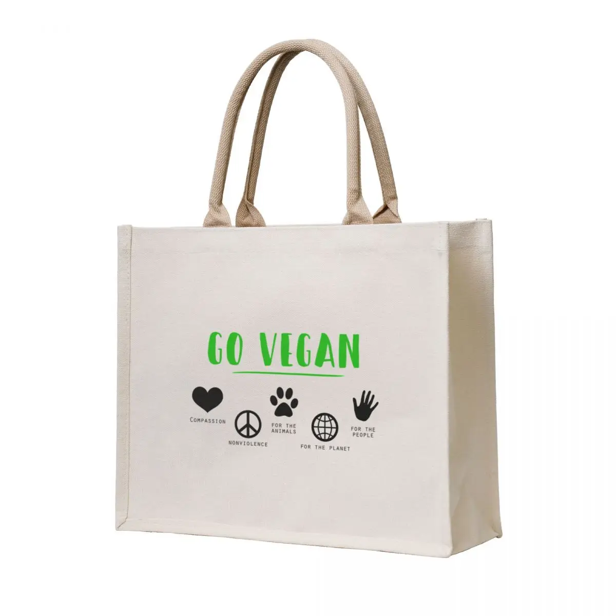 

Go vegan Tote Bag custom canvas bag handbag tote bag university