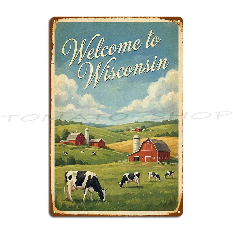 Vintage Dairy Farm Red Barn Cow Metal Sign Club Designing Cinema Party Design Tin Sign Poster