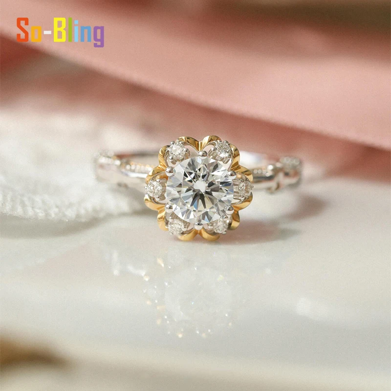 So-Bling 1ct 6.5 مللي متر مويسانيتي خواتم D VVS1 مع شهادة Gra 925 فضة خاتم الخطوبة الزواج للنساء مجوهرات #2