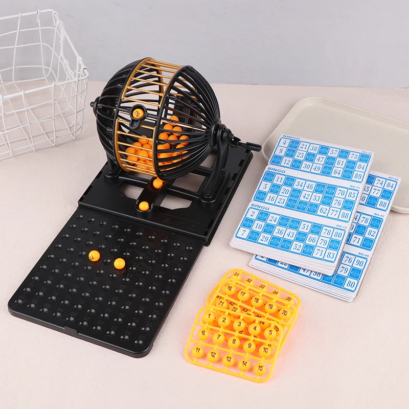 Classic Bingo Cage Game Set With Numbered Balls, Tracker Board, Reusable Cards, And Tumbler - Perfect For Family Nights