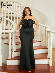 Missord New Plus Size Strapless Black Mermaid Evening Dress Elegant Party Dresses For Women 2023 Vestidos