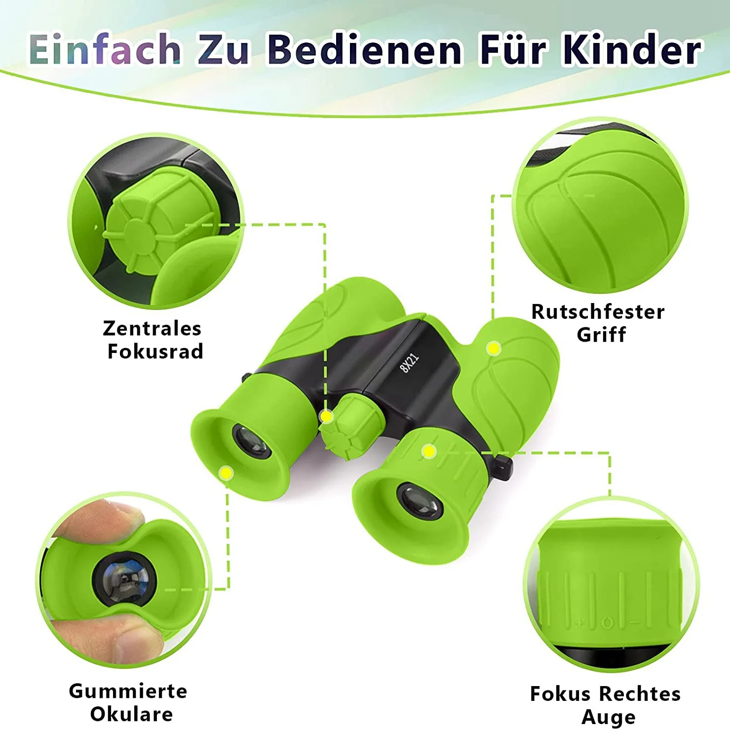 Binoculares AEF5 para niños, binoculares pequeños y compactos de alta resolución 8X21 para observación de aves, senderismo, camping y exploración