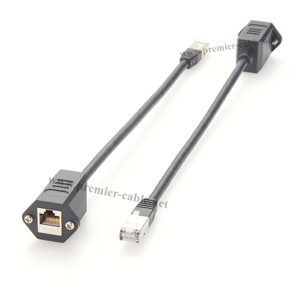 

RJ45 Cat6A Ethernet Network Male to Female Extension Cable 10Gbps RJ45 Screw Panel Chassis Feedthrough Shielded Cord for Cat6/5e