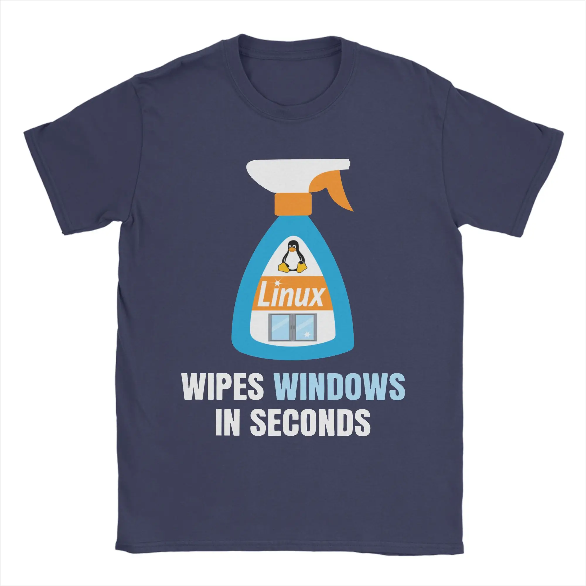 Funny Linux Windows Cleaner T Shirts Men Pure Cotton T-Shirts Crewneck Tux Programmer Developer Geek Nerd Tees Plus Size