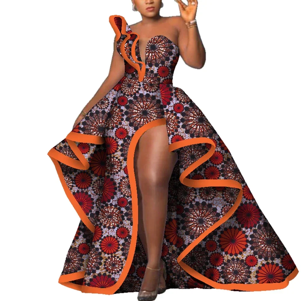 Dashiki Party Dresses Fashion Robe Africaine Ankara Floral Print Maxi Long Strapless Dresses African Dresses for Women WY6981