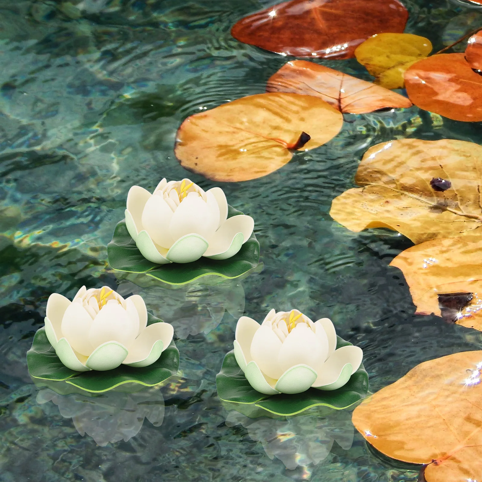 

5Pcs Simulation Lotus Decoration Easy to Float on Water for Various Occasions Home Decor Lotus Flower Decor Floating Flowers
