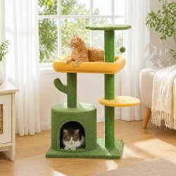Árbol para gatos de interior con postes rascadores y plataformas